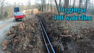 Digging And Installing 400' Of Waterline