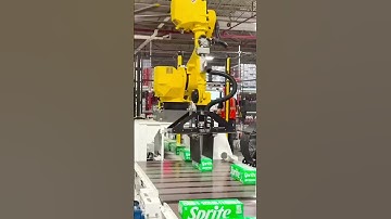 Robot Arm Sorting Sprite Packs on Conveyor Belt #shorts
