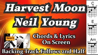 Vignette de la vidéo "❤️ Harvest Moon - Neil Young - Cover - Free Backing Track -Chords and Lyrics"