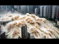 A collapsed dam plunges the city underwater! Historical floods in China