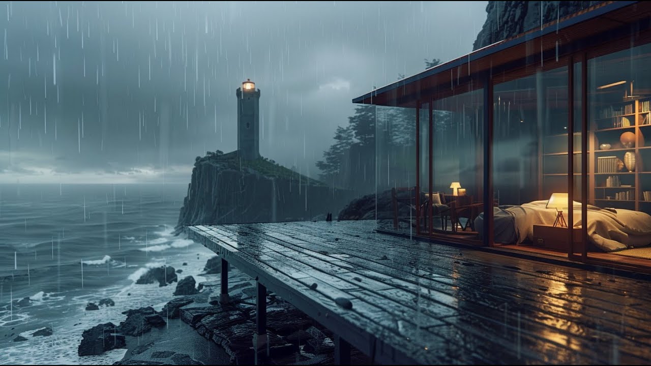 Rain Sounds in a Cozy Lakeside Cabin 🌲 Gentle Rainy Night for Deep ...