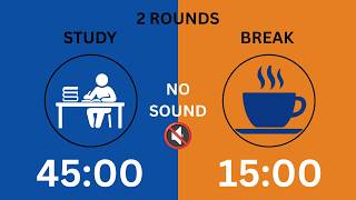 45/15 Pomodoro Timer | No sound | 2 Hour Of Deep Focus & ADHD✨ | 2 Hour Study With Me