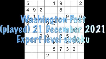 Sudoku solution – Washington Post sudoku Played 21 December 2021 Expert level