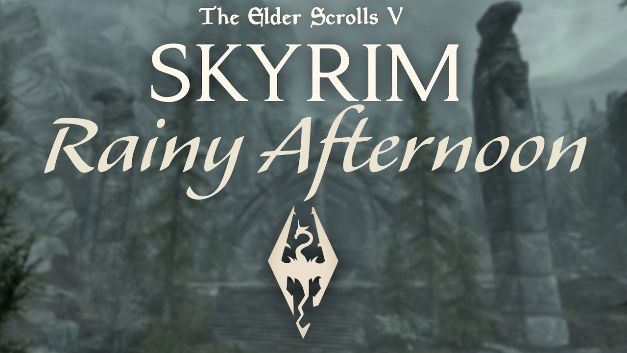 Cozy Afternoon Rain in The Mountains of Skyrim - Ambiance & Music