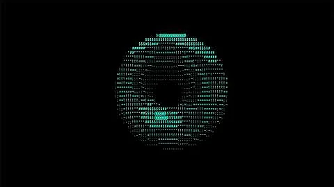 Donut-shaped C code that generates a 3D spinning donut