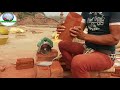 How it is made The members of the mosque cut bricks