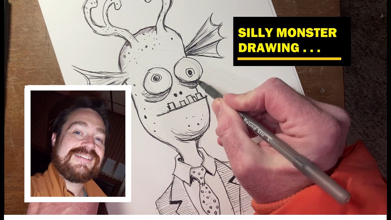 Drawing a silly monster on a cold night - YouTube