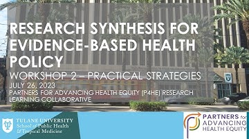 Research Synthesis for Evidence-Based Health Policy: Practical Strategies (Part 2)