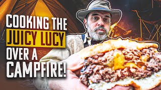 "Ultimate Campfire Cooking! Juicy Lucy Burger!"