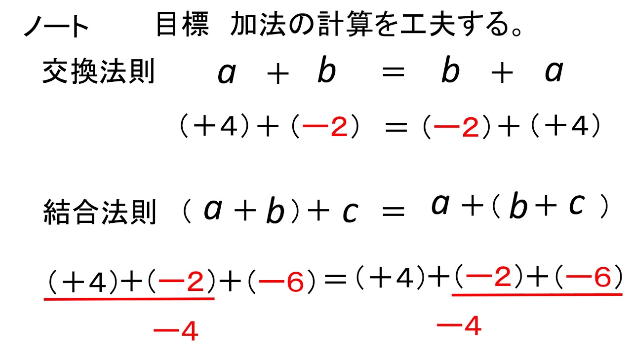 中学校数学 1年 6加法の交換法則と結合法則 Youtube 中学校数学 1年 6加法の交換法則と結合法則 Youtube