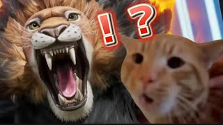 【アニメ最強王】ライオンVSティラノサウルスを見た僕のリアクションを猫ミームで再現。