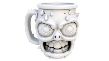 3D model of a mutant mug. A collectible, emotional mug. Superhive, CGtrader, Cults3d (no sound)