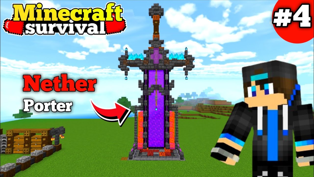 I MADE BEAUTIFUL SWORDE NETHER PORTAL | MINECRAFT SURVIVAL SERIES #4|# ...