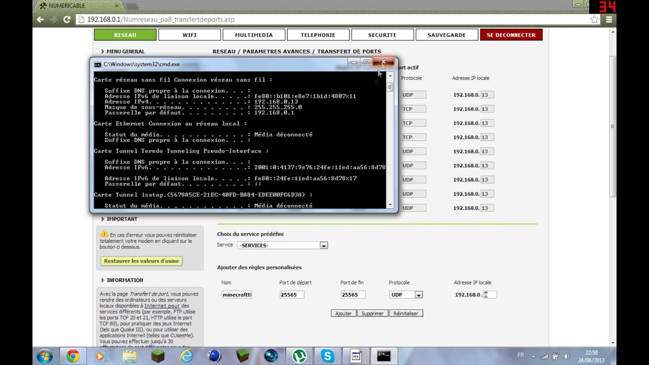 comment ouvrir ces port numericable
