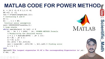 MATLAB Code For The Basic Power Method