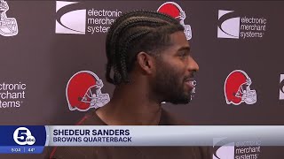 Browns QB Shedeur Sanders speaks after home broken into during NFL debut