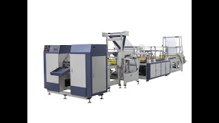 Fully automatic rope threading ribbon through continuous rolled trash bag making machine