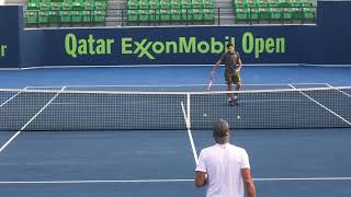 Aslan Karatsev Volley Practice Qatar Open 2021