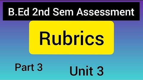 Rubrics//B.Ed 2nd Sem Assessment//unit 3//part 3