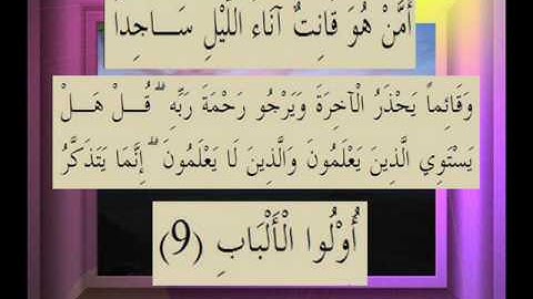 القرآن الكريم سورة الزمر الاية 9