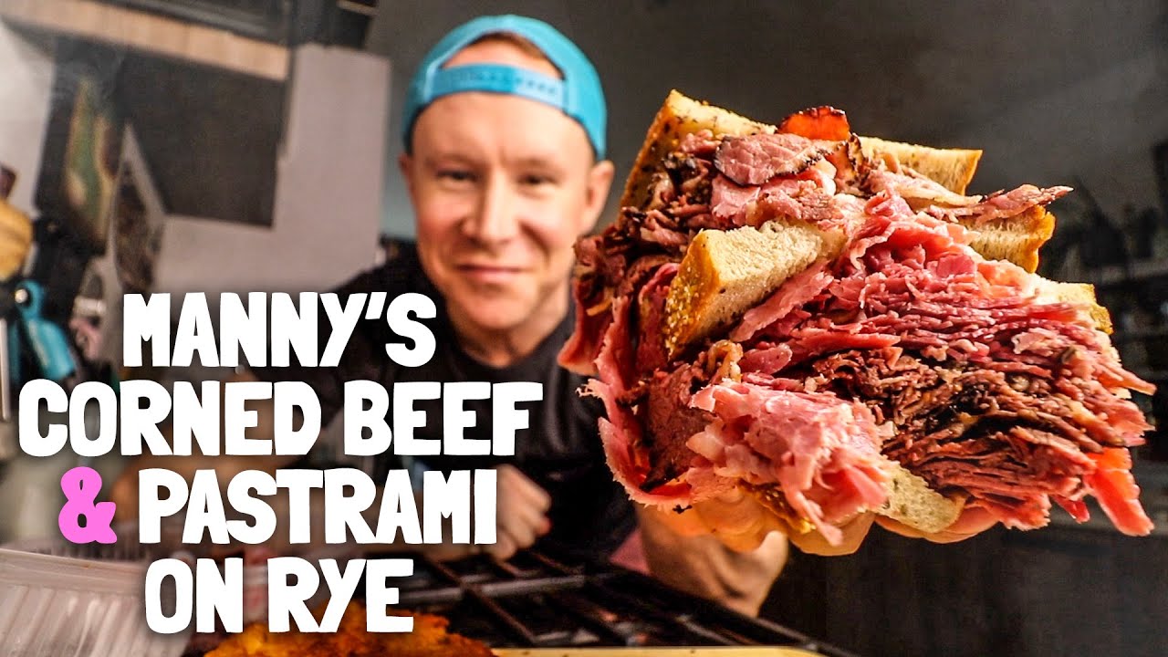 Eating my first ever corned beef & pastrami sandwich from Manny's Deli