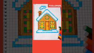 Новогодний дом Как рисовать по клеткам Простые рисунки How to Draw Christmas House Pixel Art