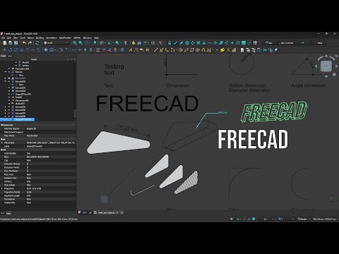 FREECAD - Lesson 10 - Draft, Style, Parameters, Label, Shape from Text, Font, Hatch, Pat, Facebinder