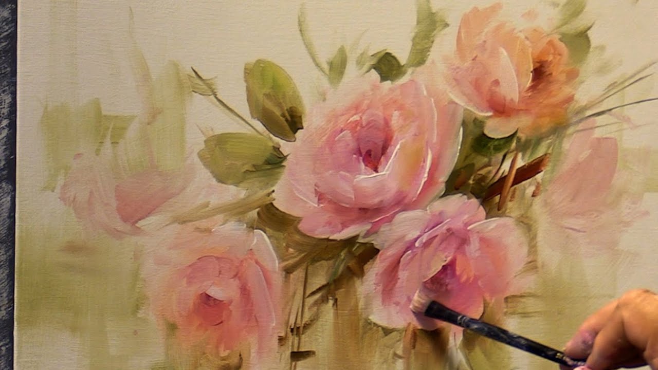 Techniques for Painting Flowers with Acrylics- Soft Roses