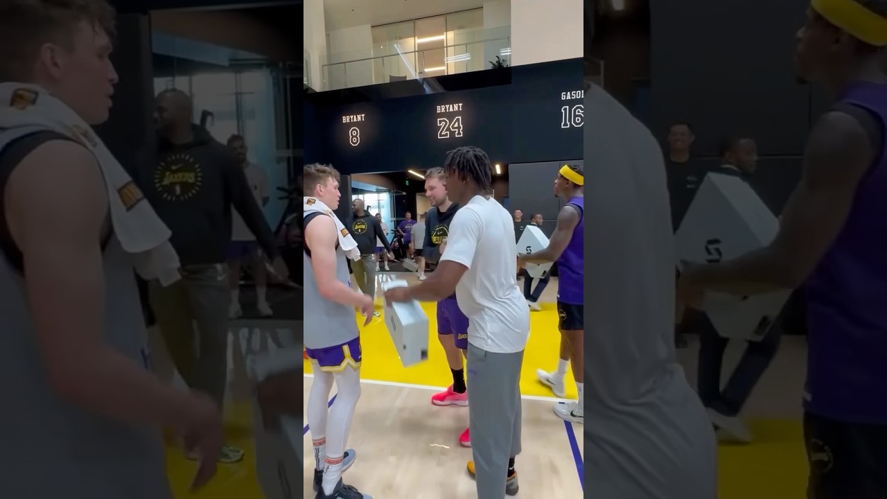 Luka Doncic gives Lakers his signature shoes after practice! 
