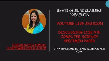 ICSE CLASS 10 SPECIMEN SOLVING || GEETIKA SURI || SUNDAY 4PM CLASS|| LIVE (FACECAM) #BORDS2021