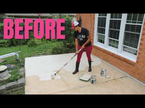 BEFORE & AFTER - I Painted My UGLY Concrete Patio - Thrift Diving