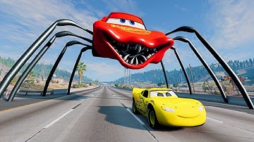 Epic Escape From The Lightning McQueen Head Eater | Car VS Lightning McQueen Head Eater BeamNG.Drive