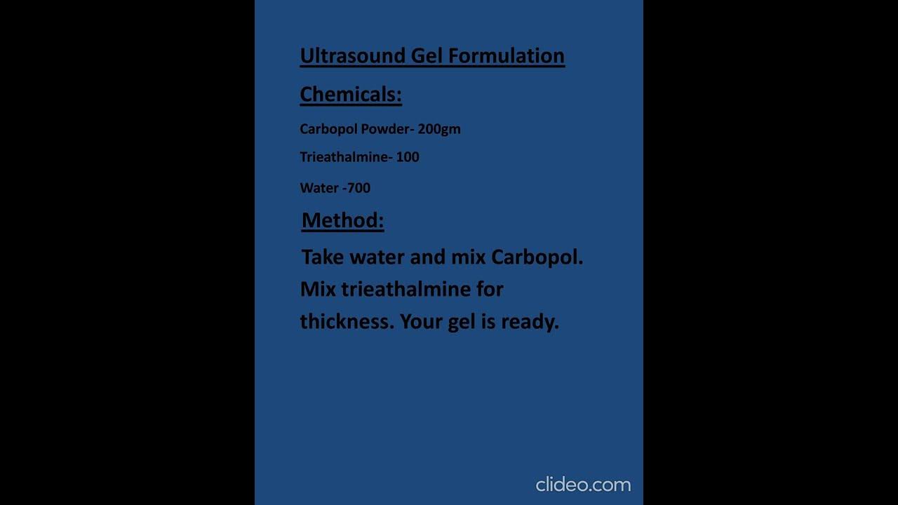 Ultrasound gel formulation YouTube
