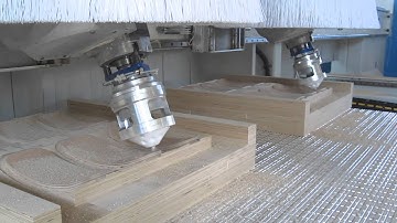 Hiteco aggregate units during the processing of a wooden chair backrest