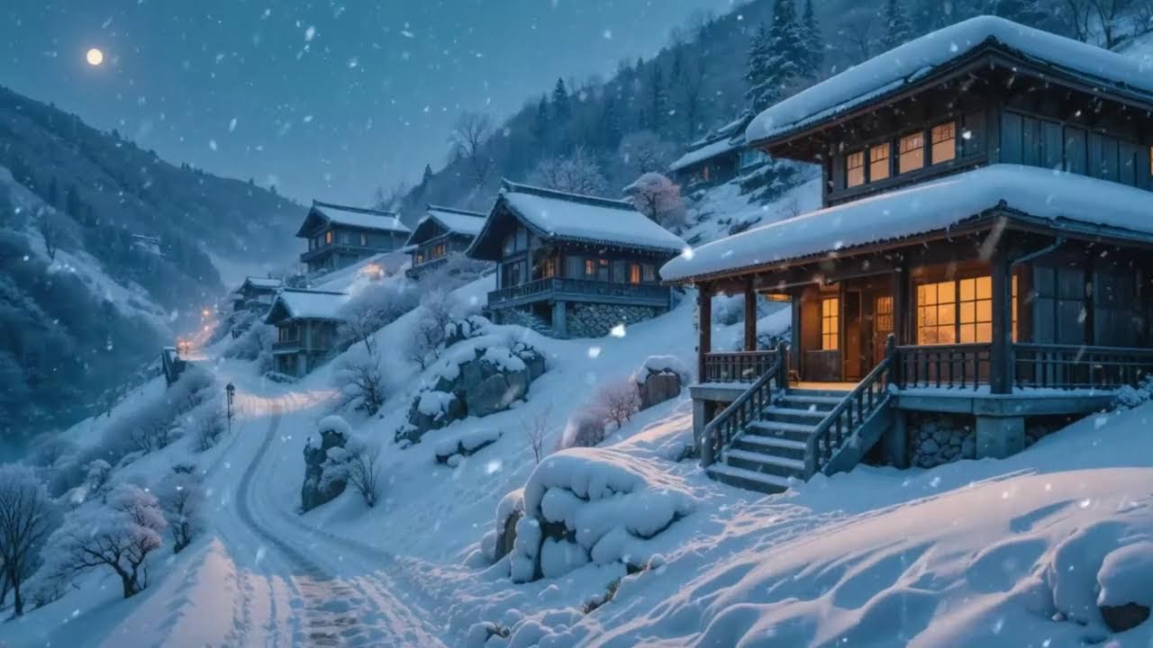 Japanese Winter Lofi ❄️ Snowy Village Nights for Study & Sleep