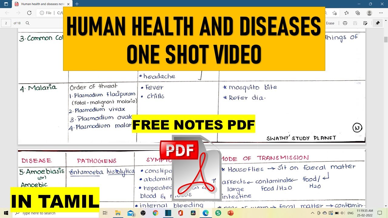 Human Health And Diseases ONE SHOT VIDEO | In Tamil | Class 12 ...