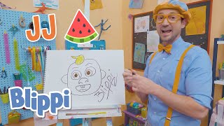 How To Draw JJ from CoComelon | Art for Kids With Blippi! | Drawing Videos for Kids | Learn to Draw