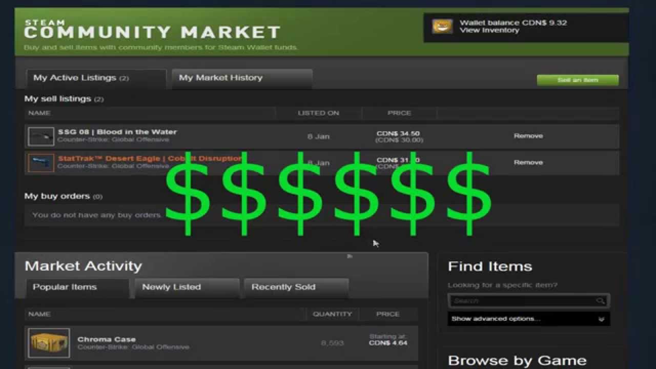 how to earn money on steam market