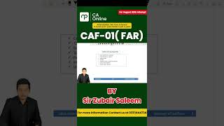 CAF-01 FAR | Cash Flows from Operating Activities | Statement of Cash Flows by Sir Zubair Saleem