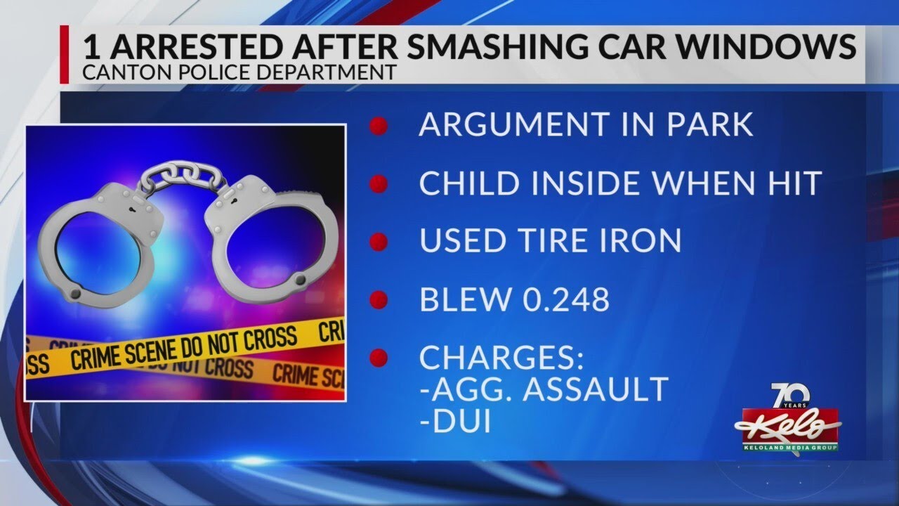 Person arrested after hitting vehicle, smashing windows in Canton - YouTube