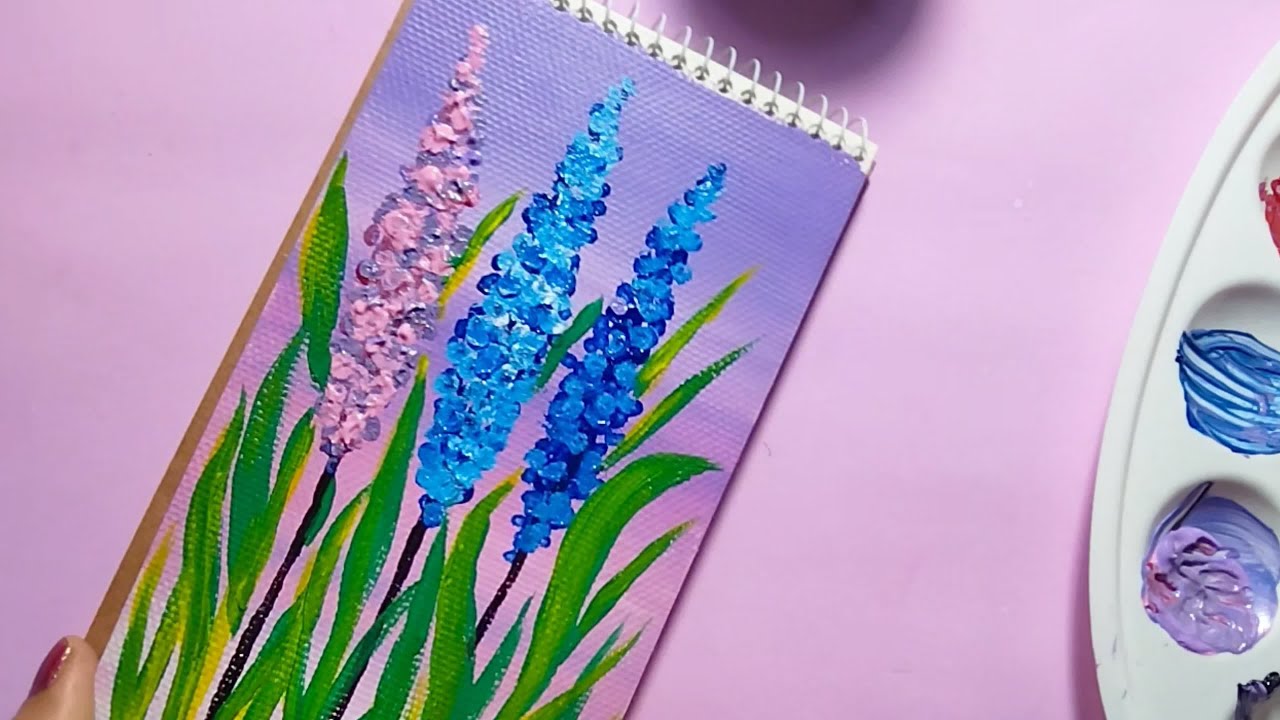 Lavender acrylic color painting | flower art #satisfying #trending # ...
