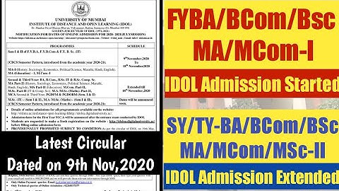 FYBA/BCOM/BSC | MA/MCOM PART 1/2 | SY-TY BA/BCOM/BSC | Mumbai University IDOL Admission | Ashish Sir