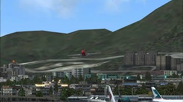 747 PMDG landing kai tak igs approach runway13
