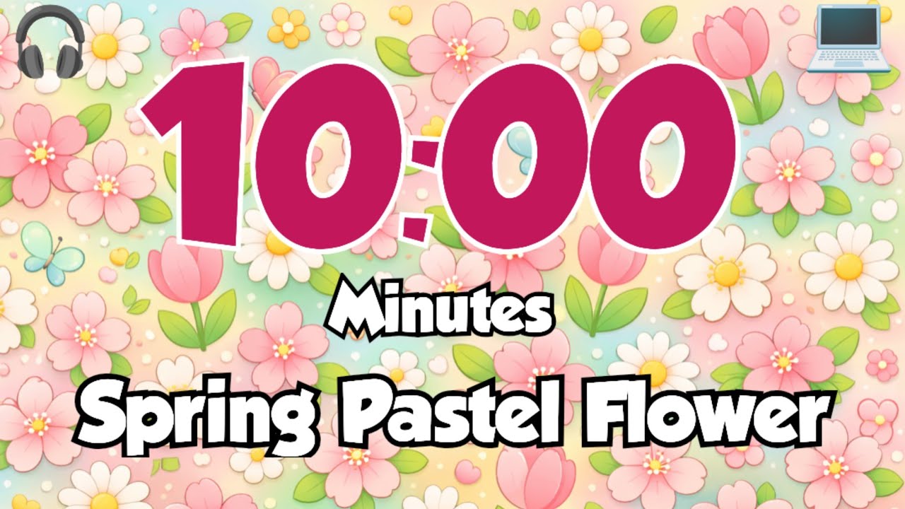 10 Minute Timer 🌸 Spring Pastel Flowers | Cute Flower Pattern Countdown