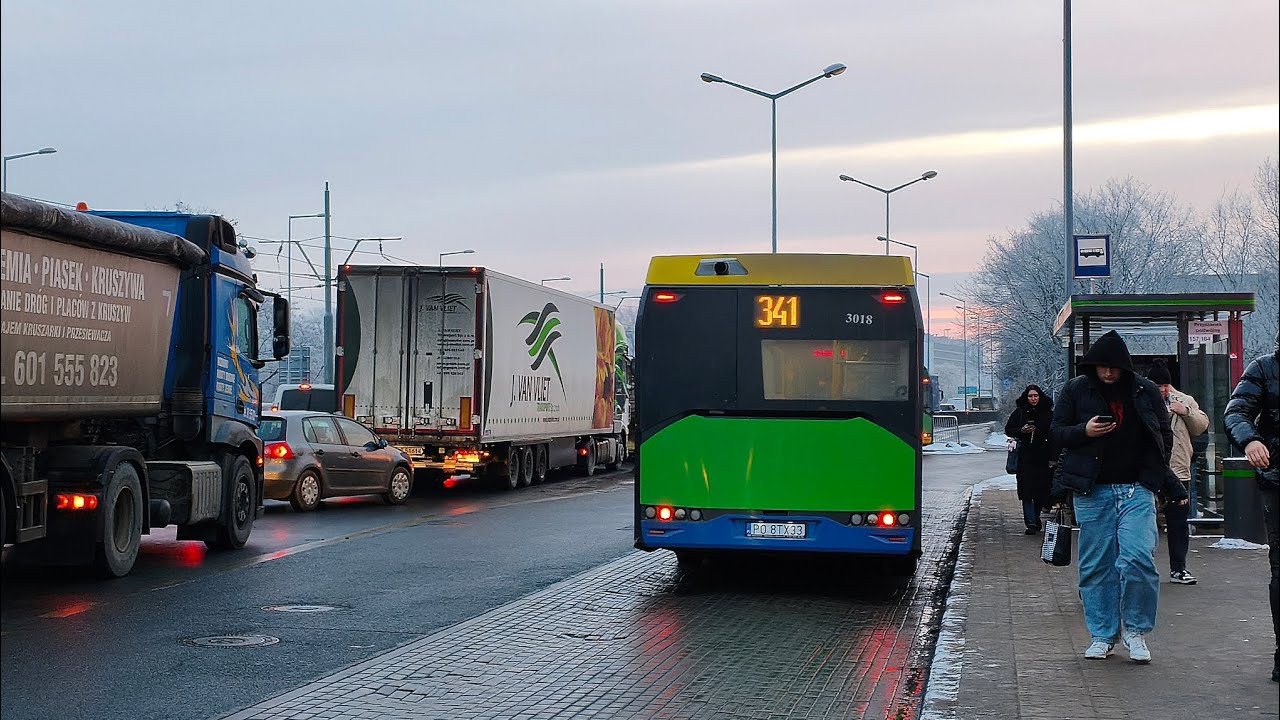 Transkom Czerwonak Linia 341 kierunek Przebędowo/Pętla(trasa zmieniona).Solaris Urbino 18lV.