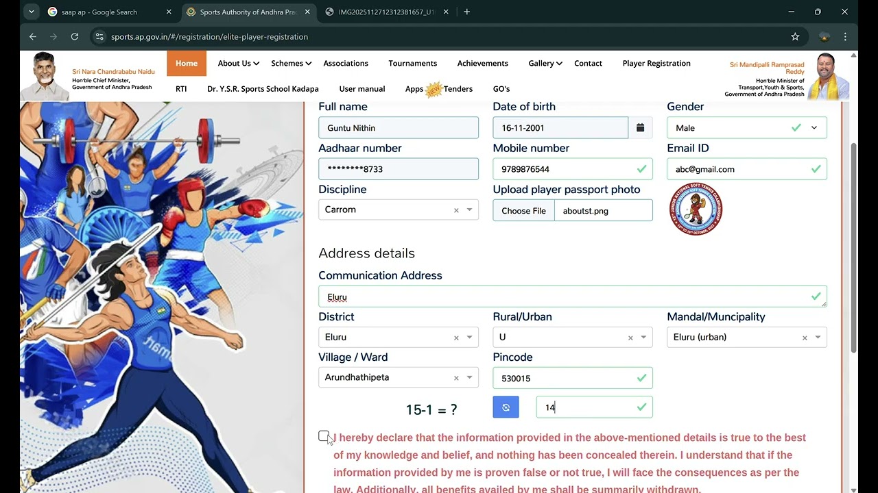 Players Registration& Add Playres Achievment