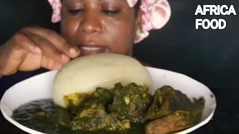 AFRICA FOOD MUKBANG fufu and BLACK SOUP