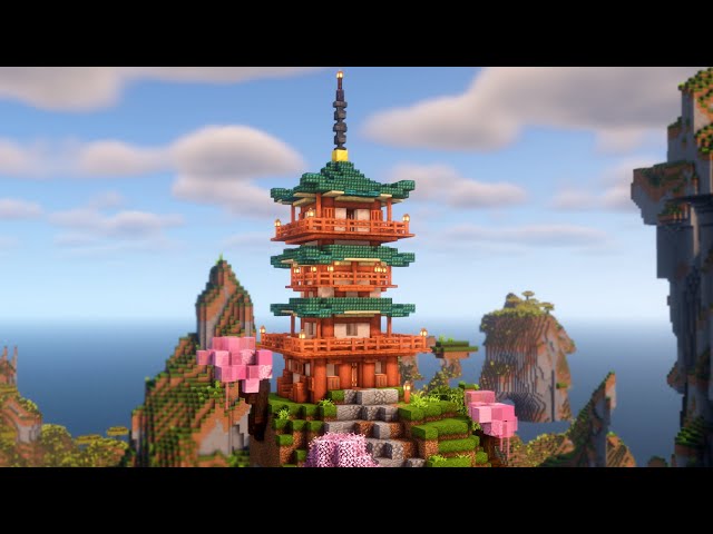 Minecraft Pagoda - Large Japanese Pagoda Minecraft TUTORIAL - Nether Update  1.16+ Minecraft Map