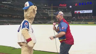 Atlanta Braves' Blooper and Crash Clark cheer