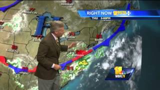 Mostly cloudy conditions, scattered thunderstorms forecasted